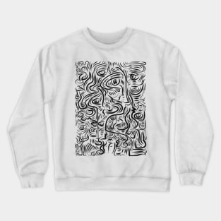 Black and White Graffiti Art Abstract Faces Crewneck Sweatshirt